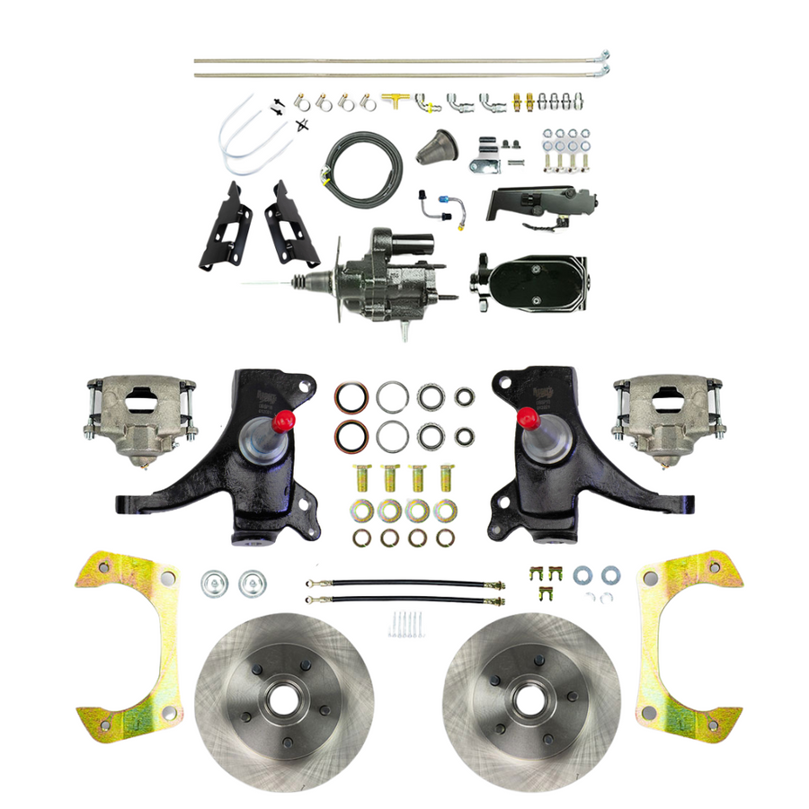 The Right Stuff 73-87 GM C10/C15 Truck/Suburban 2" Drop, Black Hydraulic Brake Assist Disc Brake Conversion - (THB7325DY)