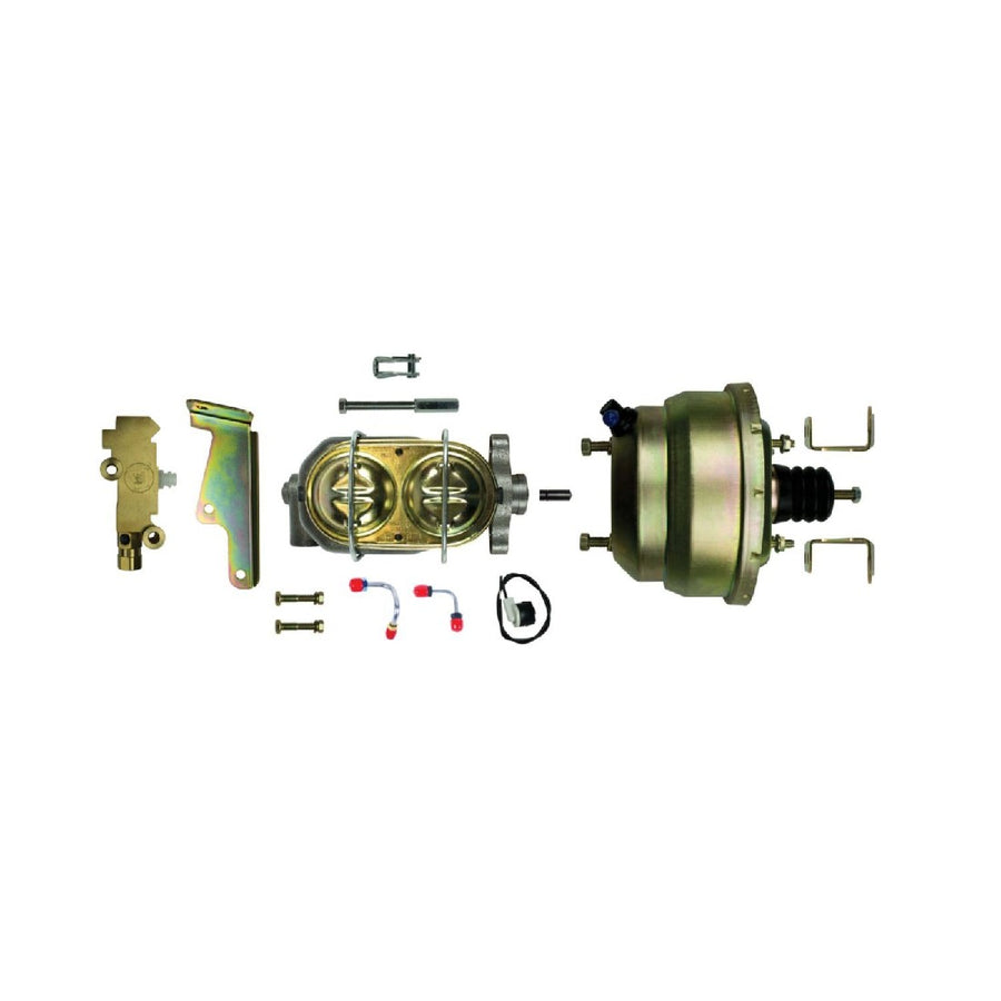 The Right Stuff 1964-72 GM A/F/X-Body Complete Upper Assembly with 8" Dual Booster, Master Cylinder and Proportioning Valve Combination Kit for Disc/Disc - (G81310572)