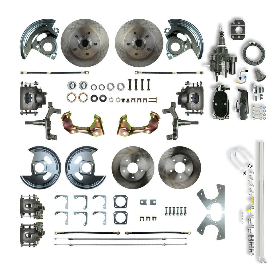 The Right Stuff 67-69 GM F-Body Non-Staggered 4 Wheel Black Hydraulic Brake Assist 2" Drop Disc Brake Kit - (AFXHB42DY)