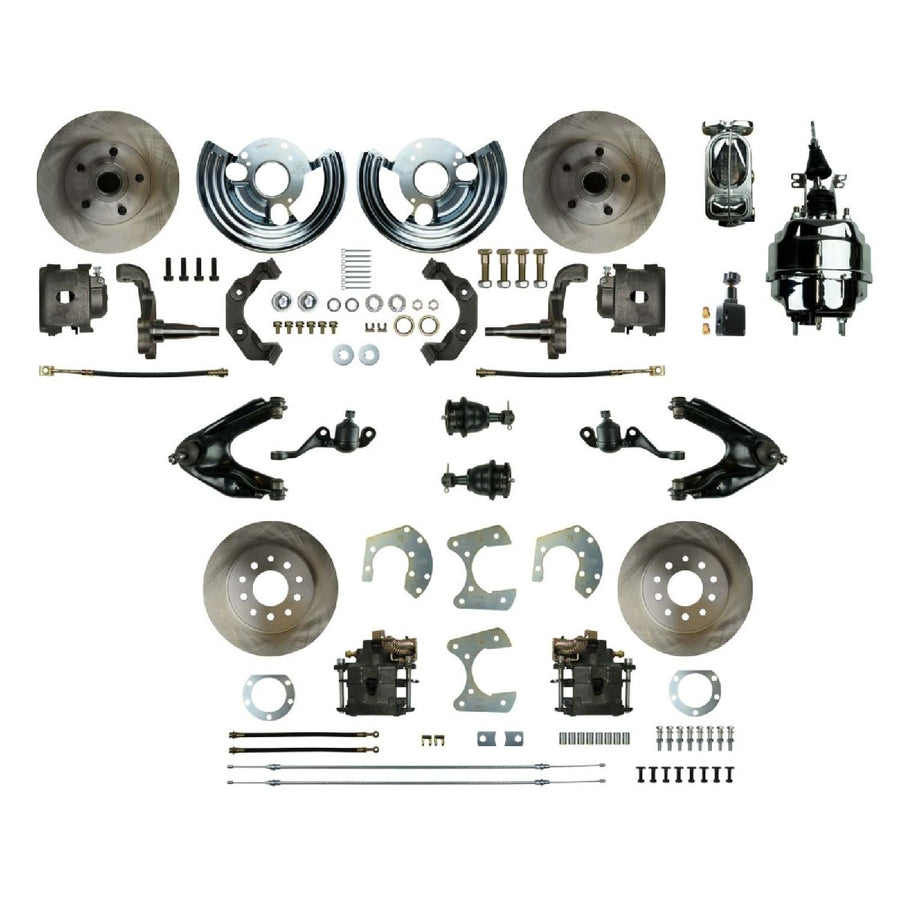 The Right Stuff 1965-76 Mopar A-Body, 8" Booster, 4-Wheel Power Disc Brake Conversion Kit - (MDC46DCX)