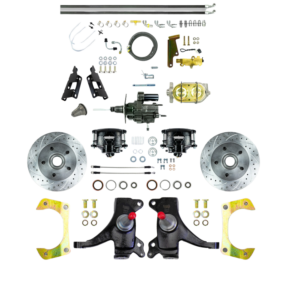 The Right Stuff 73-87 GM C10/15 Truck/Suburban 2" Drop Power Hydraulic Brake Assist Disc Kit Black Calipers - (THB7325DB)