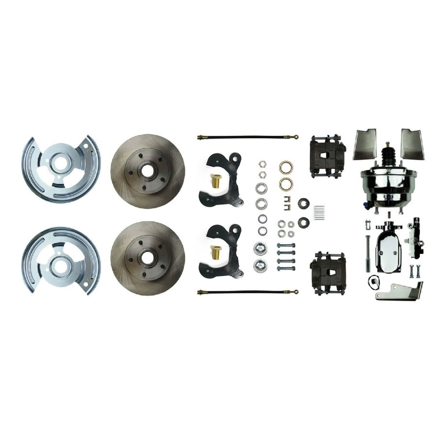 The Right Stuff 1959-64 Impala, 8" Chrome Booster, Power Front Disc Brake Conversion Kit - (FSC59DCCX)