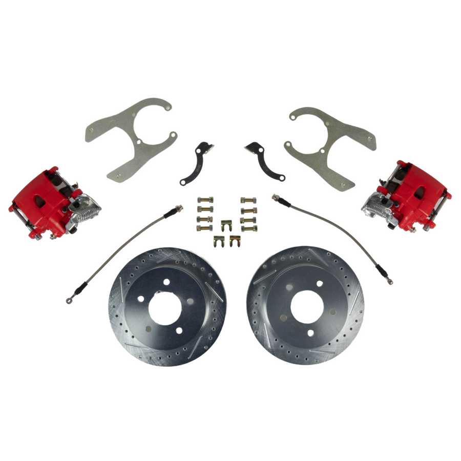 The Right Stuff 1988-98 Chevy/GMC C1500 Rear Disc Brake Conversion, Red Calipers 5 Lug 10" Drum - (TRD8850Z)