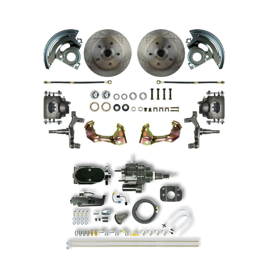 The Right Stuff 67-74 GM F/X-Body, Hydraulic Brake Assist, 2" Drop, Front Disc Brake Kit, Black Upper - (AFXHB02DY)