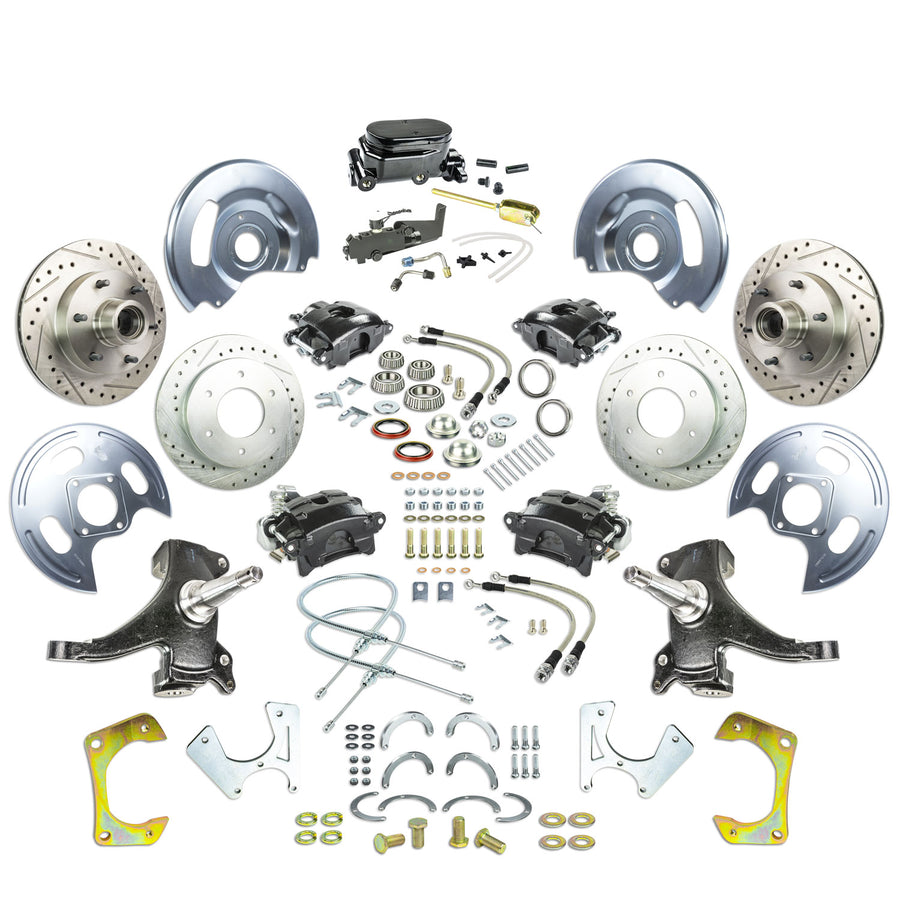 The Right Stuff 63-66 GM C10/C15 Truck/Sub 2" Drop Pwr 4-Wheel Disc Kit, Blk Calipers, Blk Upper 6x5.5 Bolt Pattern - (TDC6356DBY)