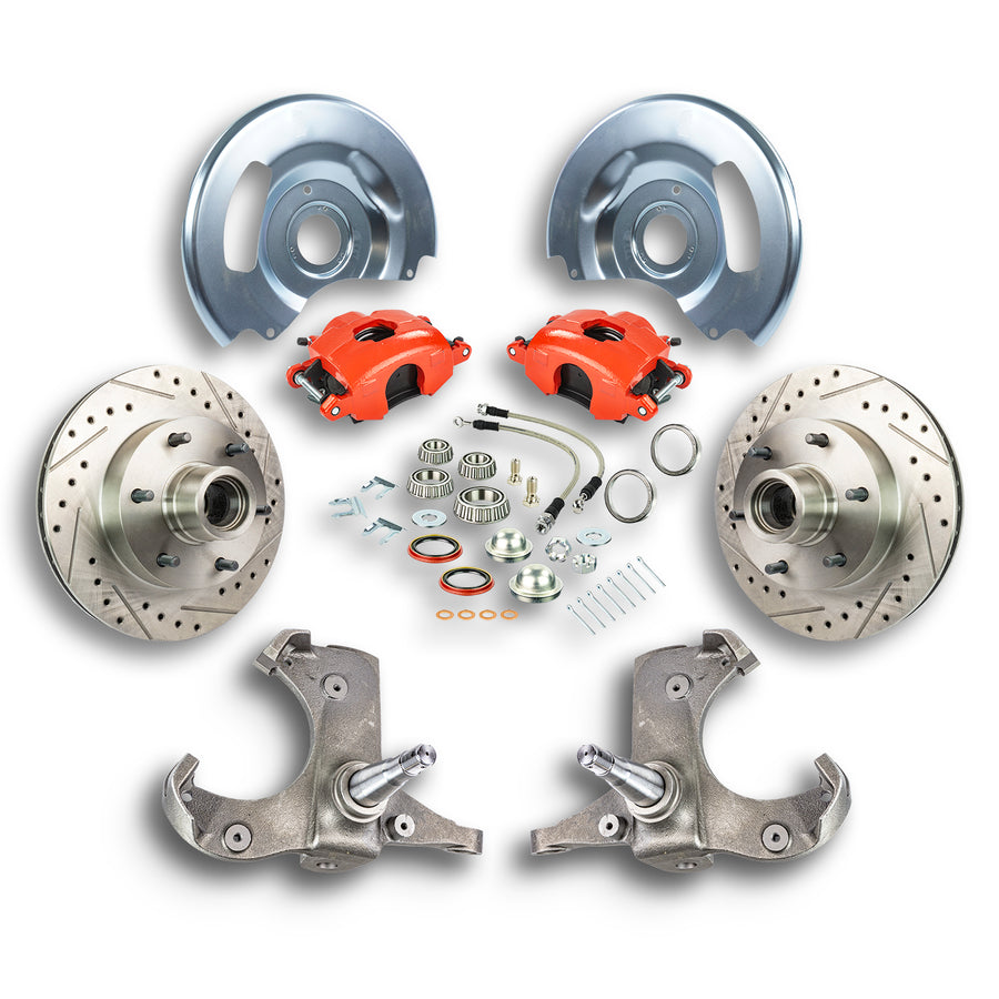 The Right Stuff 63-70 GM Truck/Suburban, 2WD, "At The Wheel" Disc conversion Kit Red Calipers - (TWK6316Z)