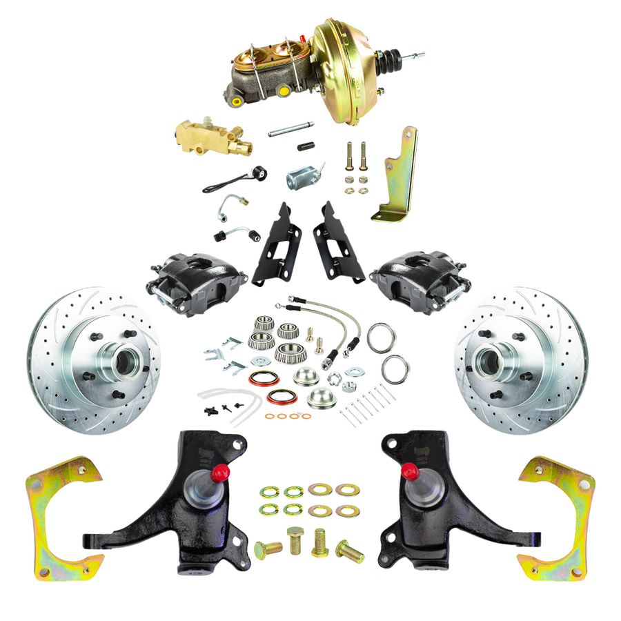 The Right Stuff 73-87 GM C10/15 Truck/Suburban 2" Drop Power Front Disc Brake Kit Black Calipers - (TDC7325DB)