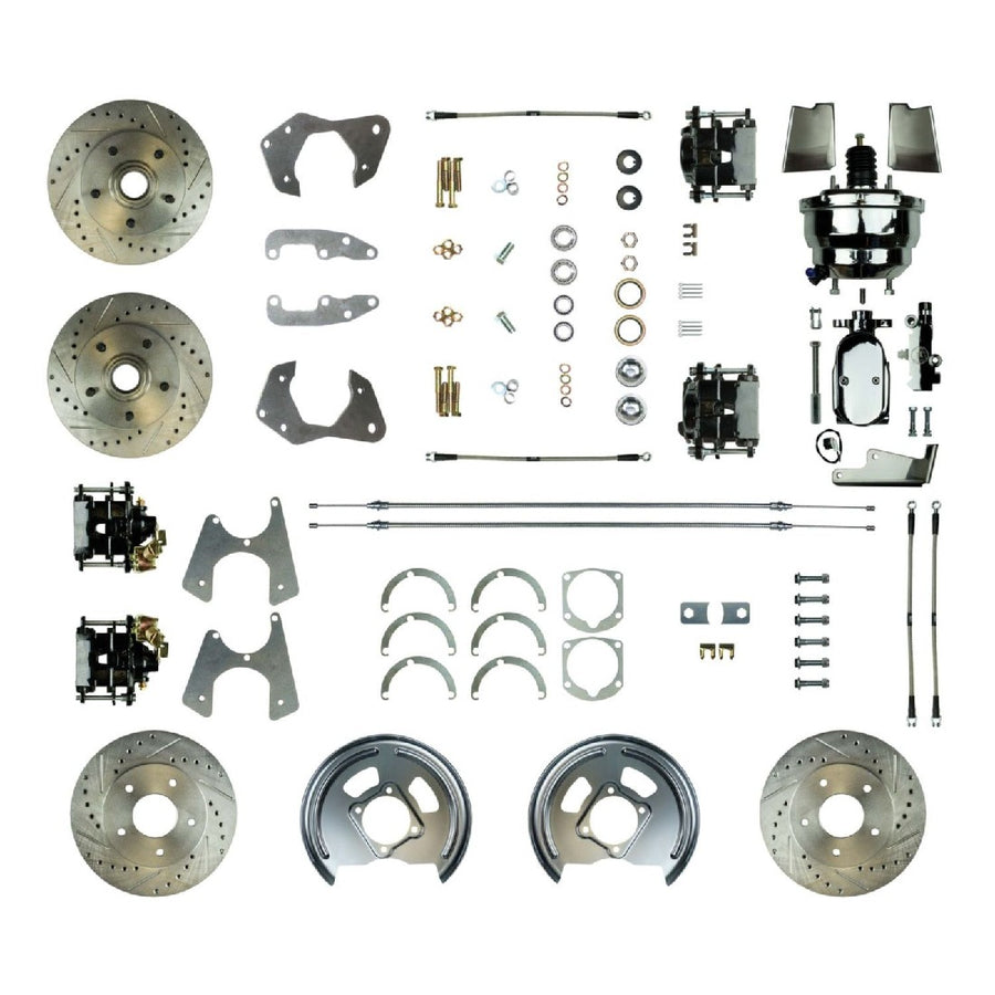 The Right Stuff 1965-68 Impala, 8" Chrome Booster, Power 4-Wheel Disc Brake Conversion Kit - (FSC654DCCSX)