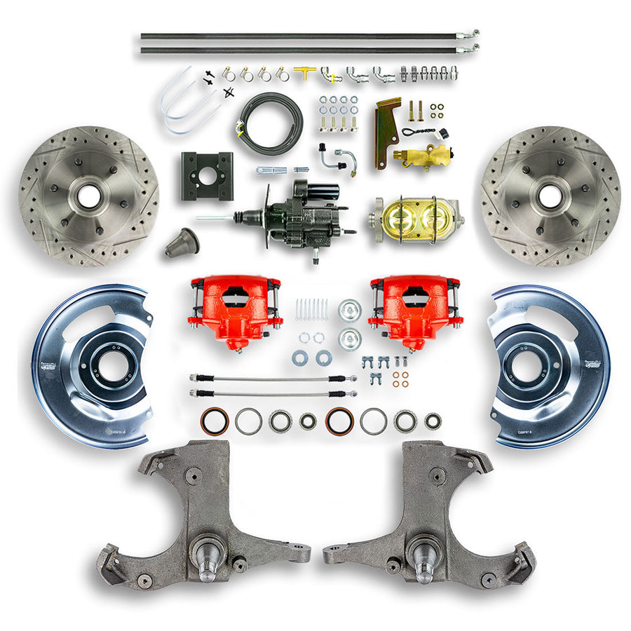 The Right Stuff 63-66 Chevrolet/GMC Truck/Suburban, Hydraulic Brake Assist Front Disc Conv Kit Red Calipers - (THB6326Z)
