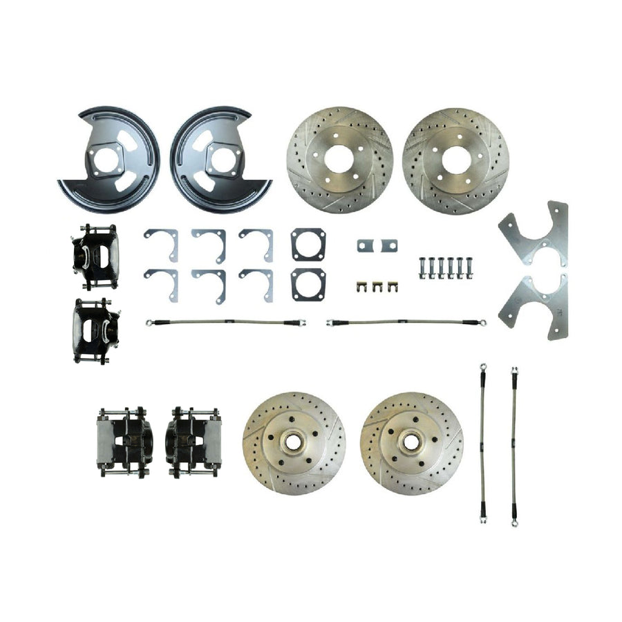 The Right Stuff 1978 Camaro/Nova, 4-Wheel W/Rear +2 Disc Brake Conversion Kit W/Black Calipers - (F78RDM5S)
