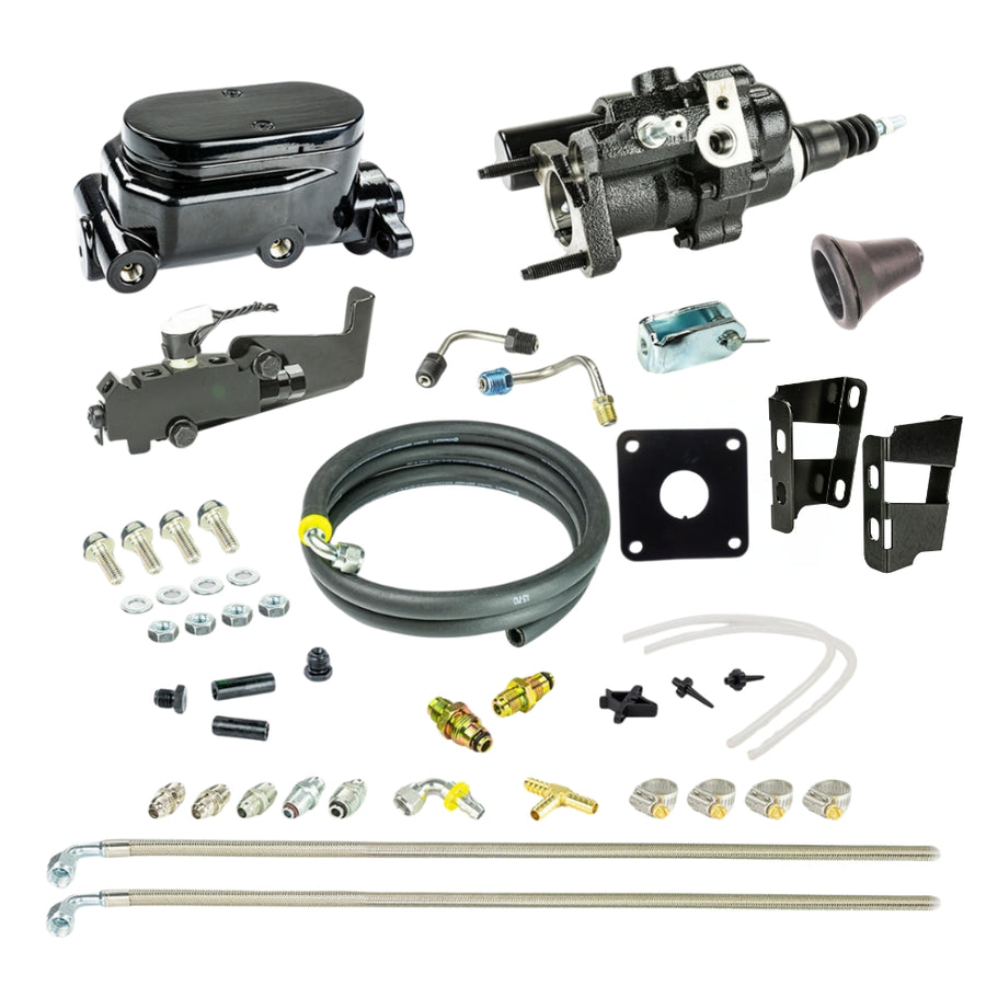 The Right Stuff 1959-70 Full Size Chevy Black Hydro Boost & Master Cylinder Combination Kit with Stainless Hoses Disc/Disc - (BHB595672)