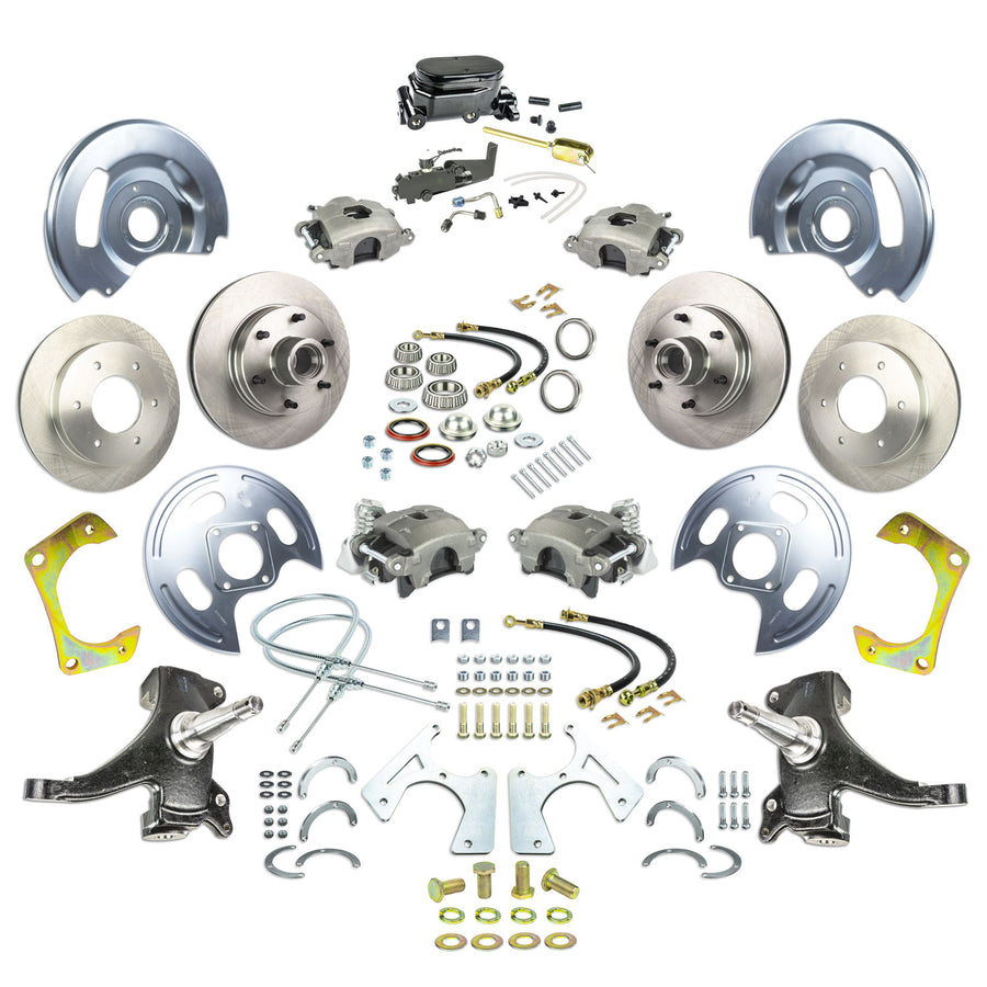 The Right Stuff 63-70 GM Truck & Suburban, 2" Drop, Manual 4-Wheel Disc Brake Kit, Black Upper - (TSD6346DY)