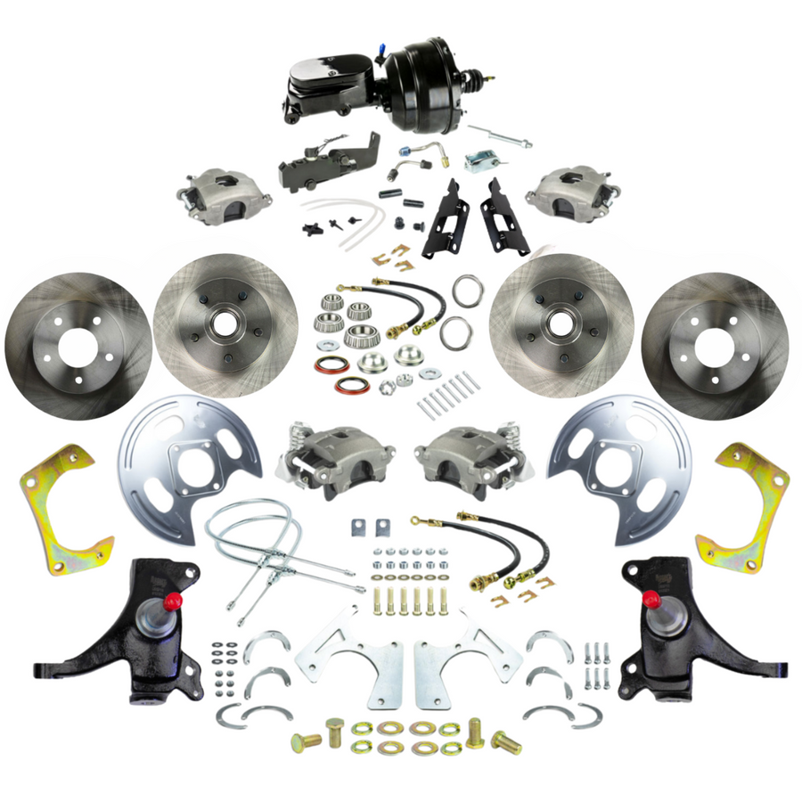 The Right Stuff 73-87 GM C10/C15 Truck/Suburban 2" Drop Power 4-Wheel Disc Brake Kit Black Upper - (TDC7355DY)