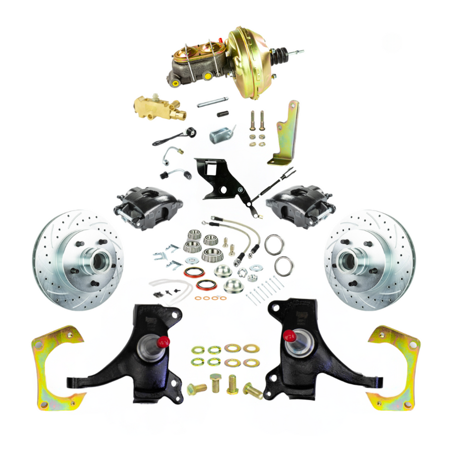 The Right Stuff 1971-72 GM C10/15 Truck/Sub 2" Drop Power Front Disc Brake Kit Black Calipers - (TDC7125DB)