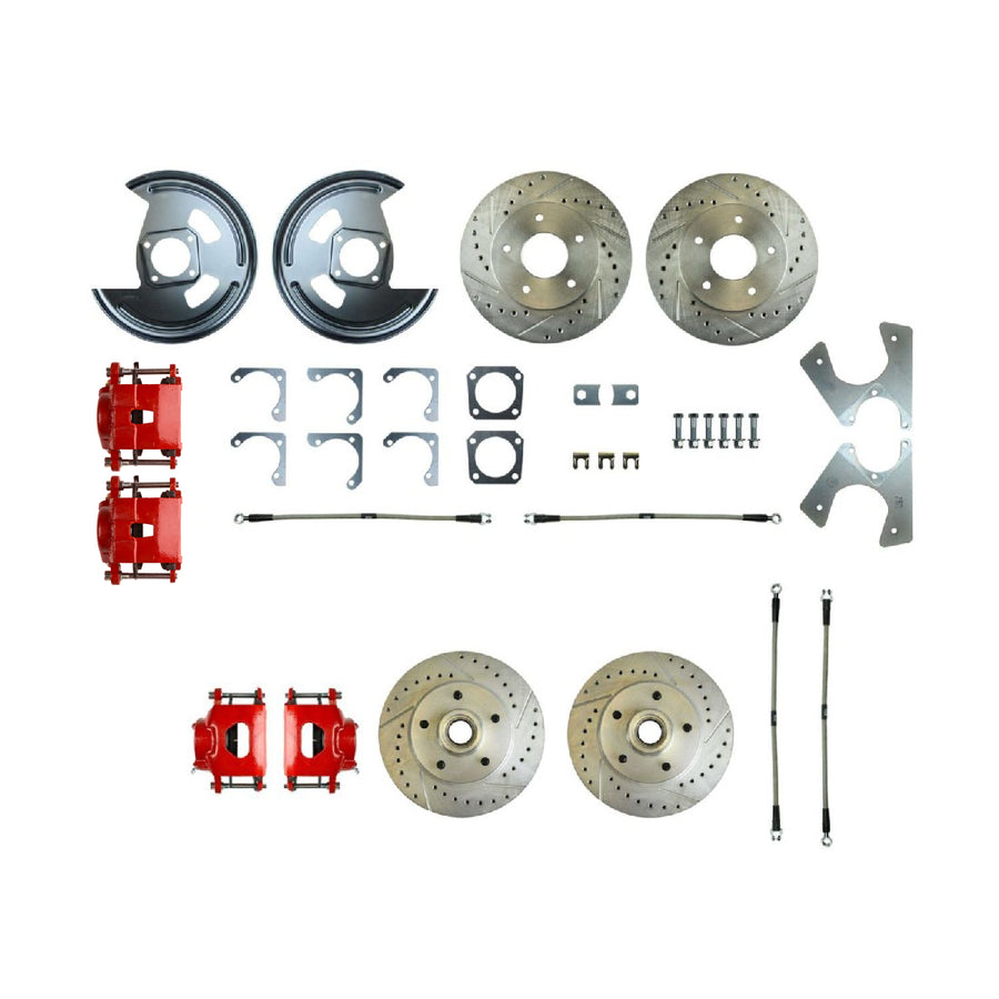 The Right Stuff 1969-74 GM F/X-Body, 4-Wheel W/Rear +2 Disc Brake Conversion Kit W/Red Calipers - (F69RDM5Z)