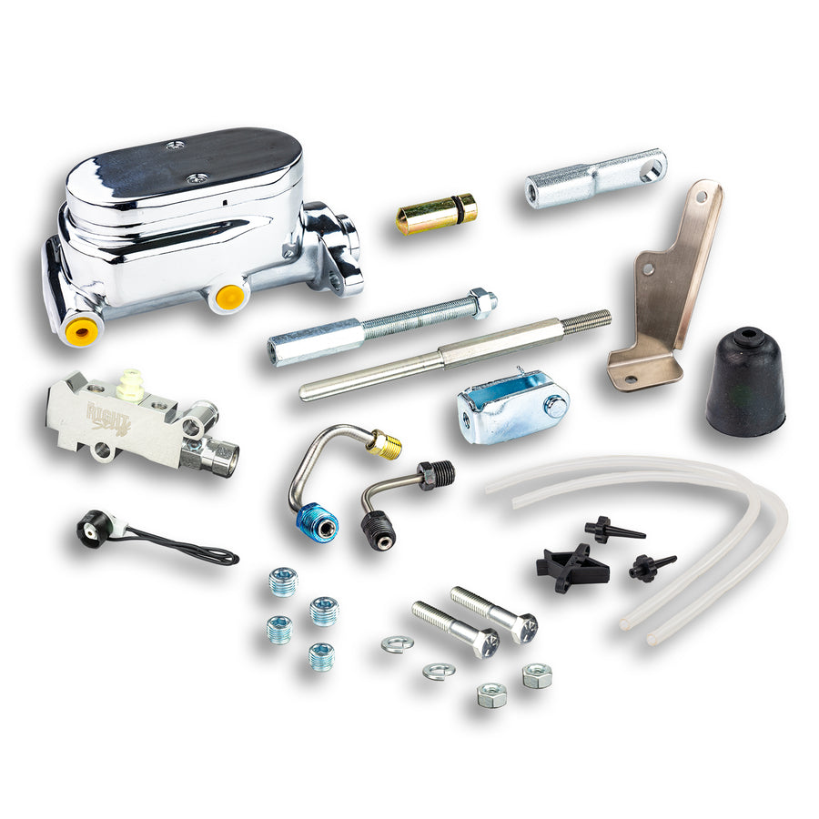 The Right Stuff Chrome 1" Bore Master Cylinder 4 port GM Truck style Valve Combo, Disc/Disc - (J5642)