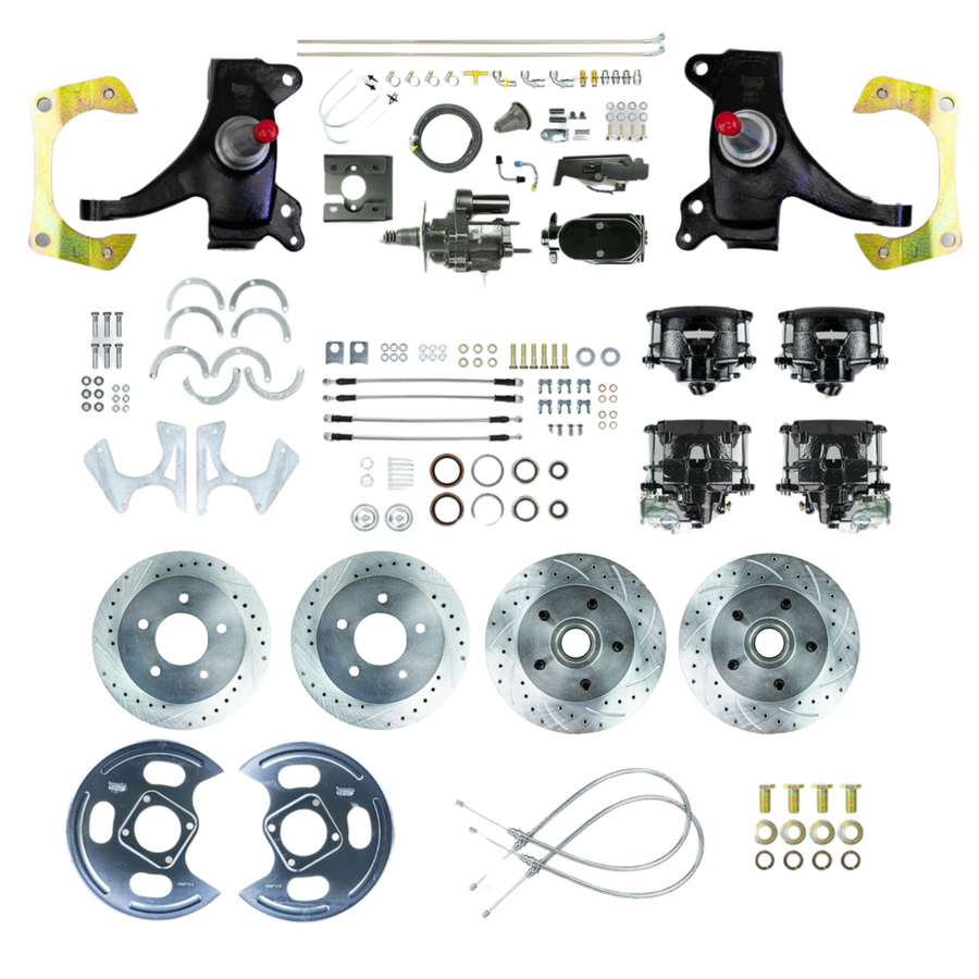 The Right Stuff 71-72 C10/15 Truck/Sub 2" Drop Black Hydraulic Brake Assist 4-Wheel Disc Kit Black Calipers - (THB7155DBY)
