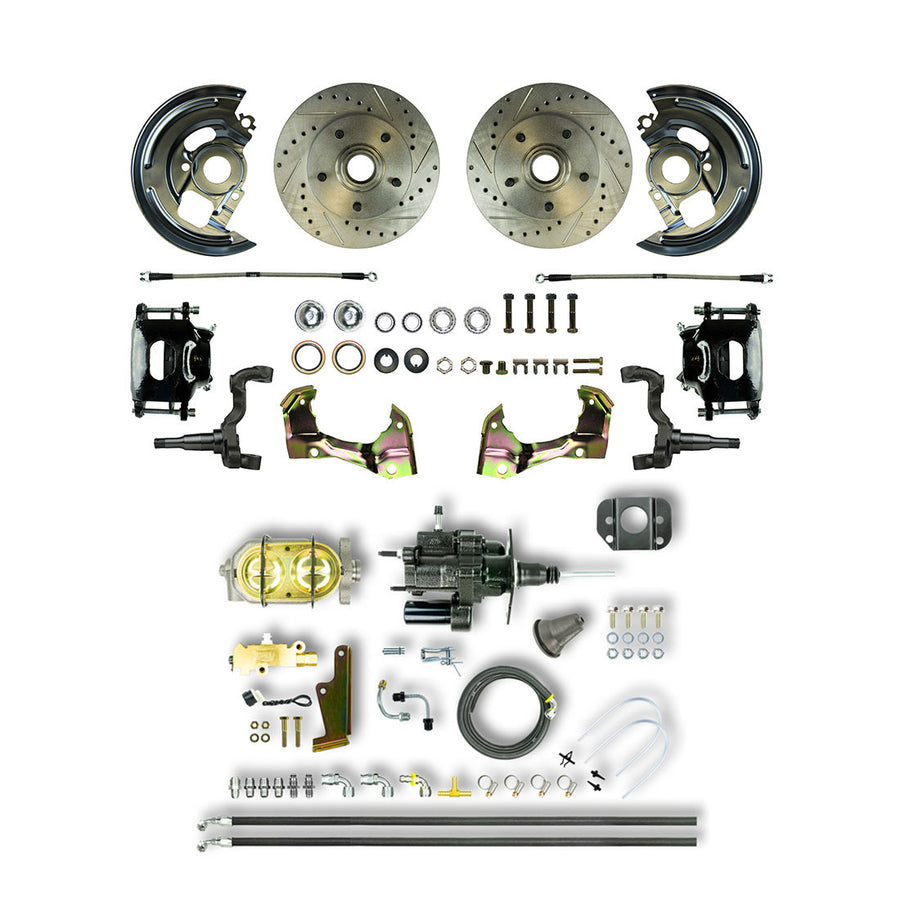 The Right Stuff 1964-1972 Chevelle/GM A-Body Front Hydraulic Brake Assist, Disc Conversion Blk Calipers - (AFXHB01CS)