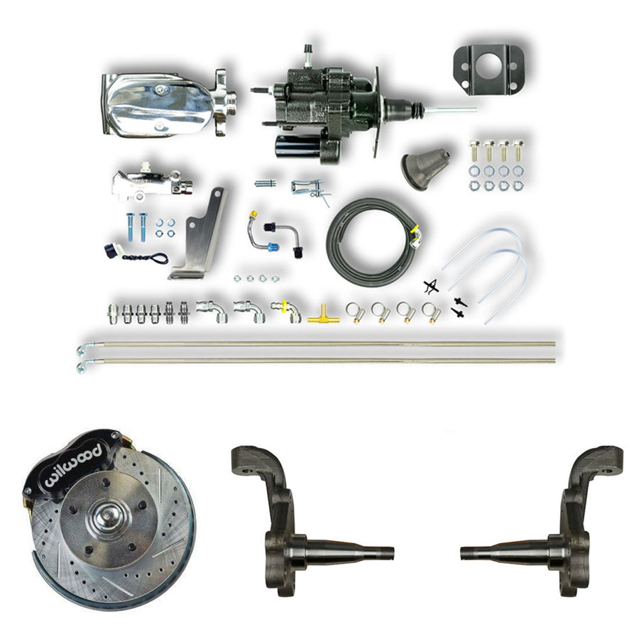 The Right Stuff 64-74 GM A/F/X Body, Chrome Hydraulic Brake Assist Power Disc Brake Conversion Blk Calipers - (AFXHB32SX)