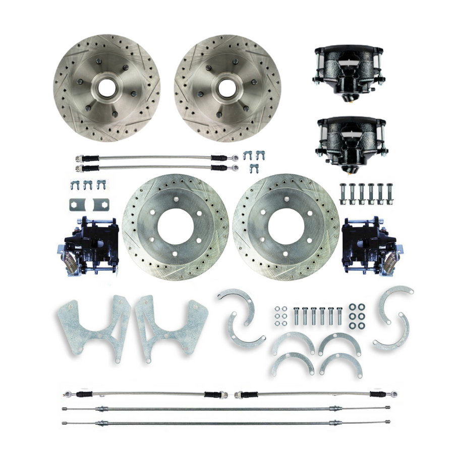 The Right Stuff 63-70 C10 6 Lug Rear Disc Conversion Kit w/Matching Front Rotors Black Calipers - (T63DC06B)