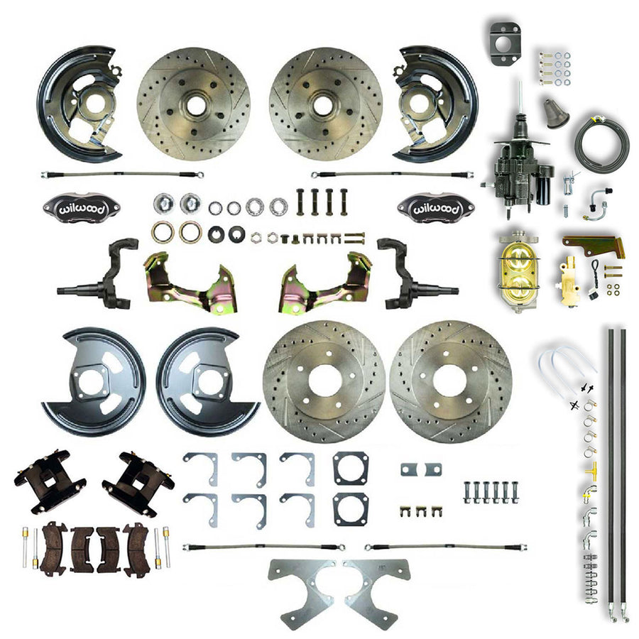 The Right Stuff 67-69 GM F-Body Non-Staggered 4 Wheel Hydraulic Brake Assist Disc Conv Blk Calipers - (AFXHB22CS)