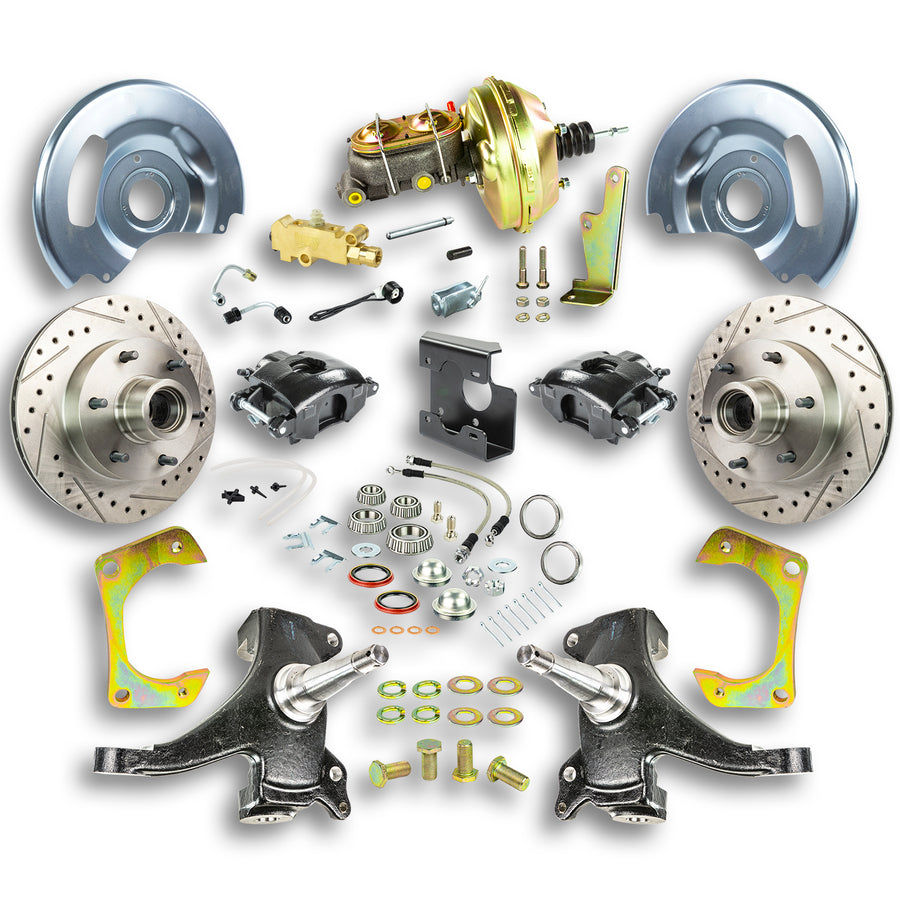 The Right Stuff 67-70 Chevy C10/15 Truck/Sub, 2" Drop, Pwr Front Disc Brake Kit, Blk Calipers 6x5.5 Bolt Pattern - (TDC6726DB)