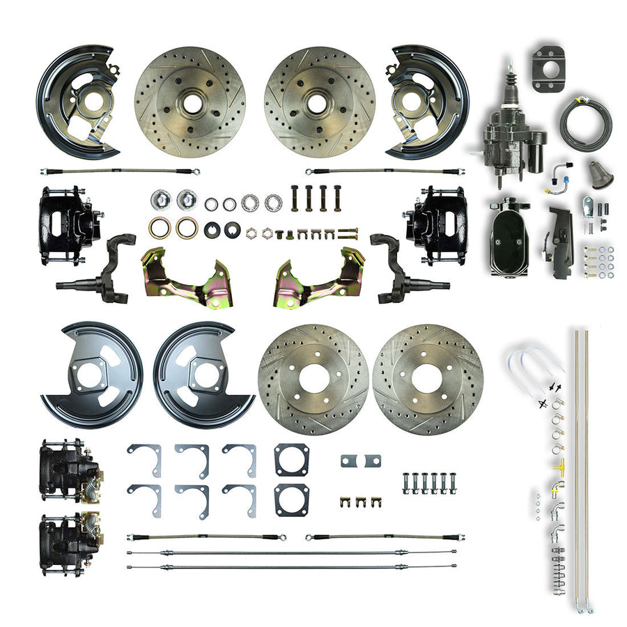 The Right Stuff 1967 GM F-Body Non-Staggered 4 Wheel Black Hydraulic Brake Assist Disc kit Black Calipers - (AFXHB42CSY)