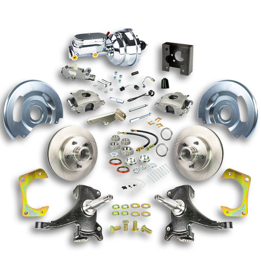 The Right Stuff 63-66 Chevrolet/GMC Truck/Suburban, 2" Drop, Pwr Front Disc Kit, Chrome Upper 5x5 Bolt Pattern - (TDC6325DX)