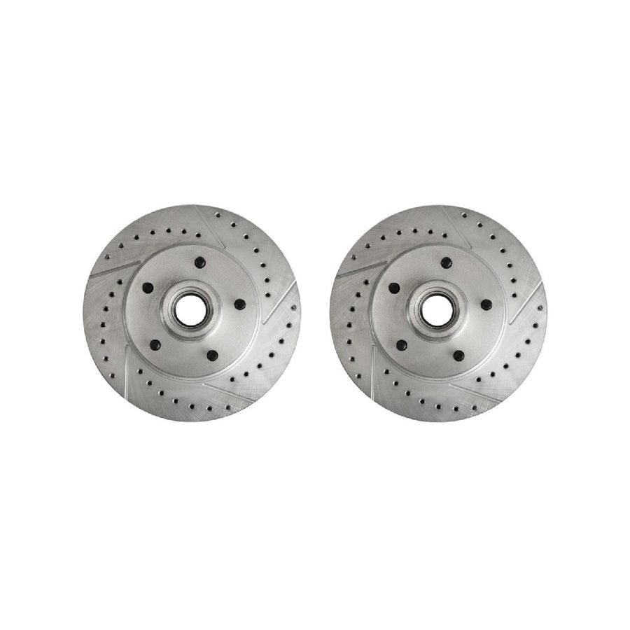 The Right Stuff 1970-77 GM A/F-Body, Zinc Washed, Drilled & Slotted Front Brake Rotor/Pair - (BR03ZDC)