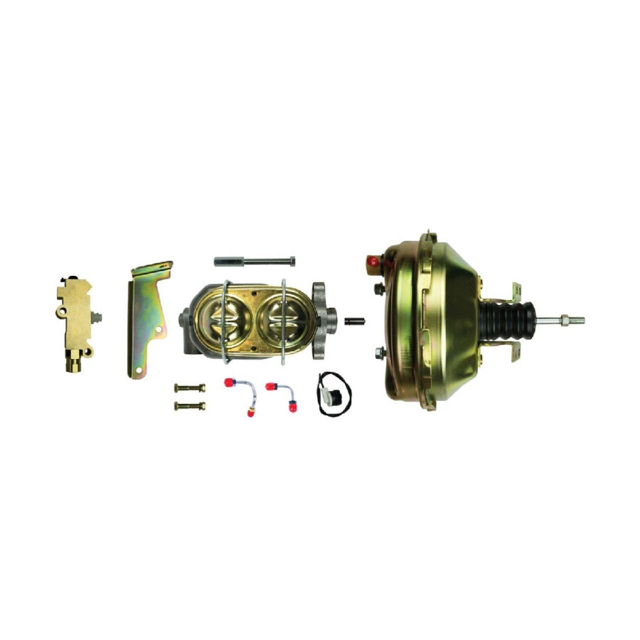The Right Stuff 1964-74 GM A/F/X-Body Complete Upper Assembly with Delco Style 9" Booster, Master Cylinder and Proportioning Valve Combination Kit for Disc/Drum - (G91210971)
