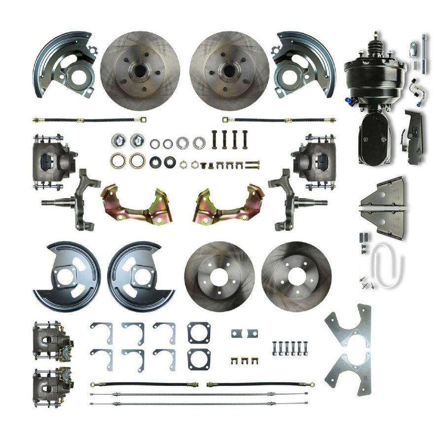 The Right Stuff 1967-69 GM F-Body Non-Staggered 4 Wheel Power 2" Drop Disc Brake Conversion - (AFXDC42DY)