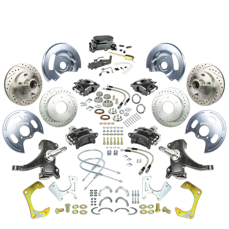 The Right Stuff 67-70 GM C10/C15 Truck/Sub 2" Drop, Pwr 4-Wheel Disc Kit Blk Calipers, Blk Upper 6x5.5 Bolt Pattern - (TDC6756DBY)