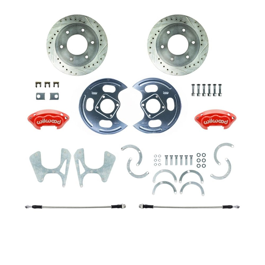 The Right Stuff 1963-1972 Chevy/GMC Truck Performance Series Rear Disc Brake Conversion Kit, with Red Wilwood Calipers, Drilled and Slotted Rotors, Backing Plates, 6 Lug - (TRD4746ZP)