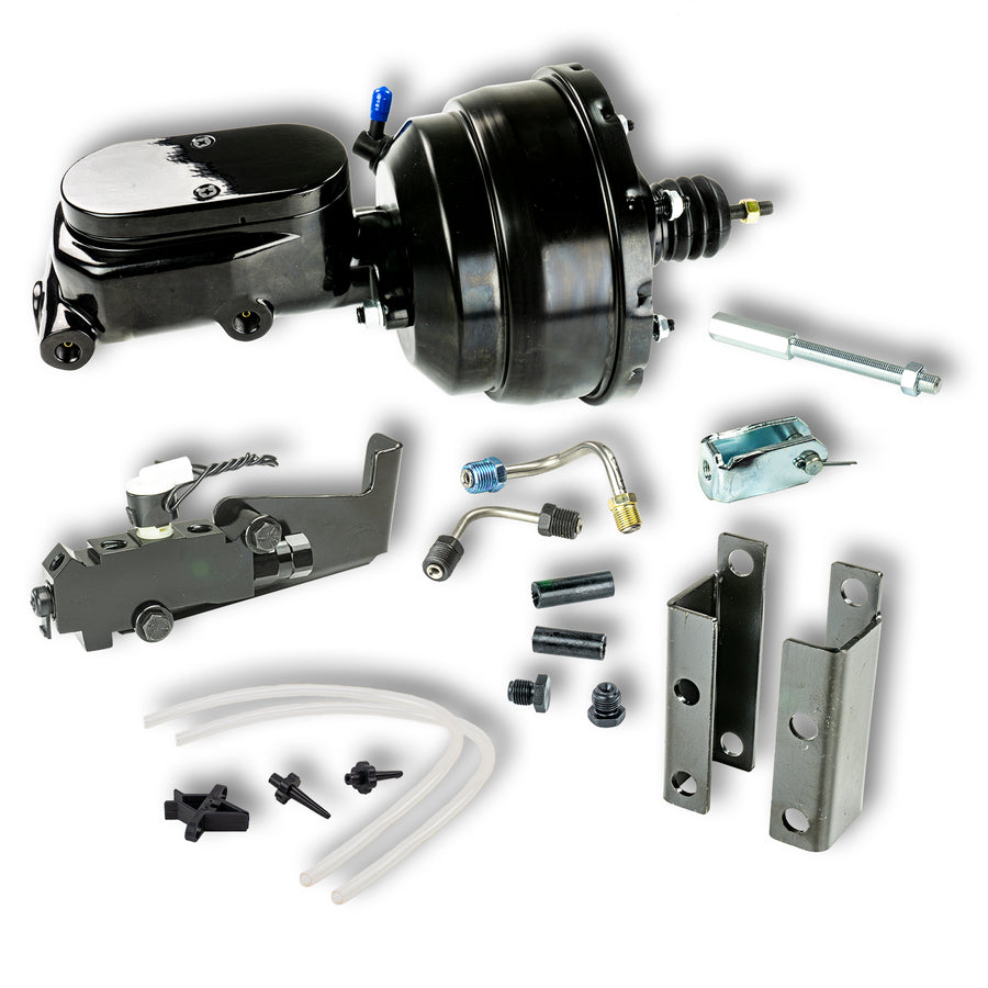 The Right Stuff 55-58 Chevy Bel Air/Impala w/ Disc/Drum, Black Booster Master Cylinder Combo Kit - (B82315171)