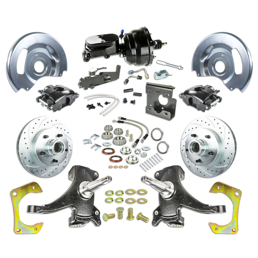 The Right Stuff 67-70 GM C10/15 Truck/Sub 2" Drop, Power Front Brake Kit, Blk Calipers Blk Upper 5x5 Bolt Pattern - (TDC6725DBY)