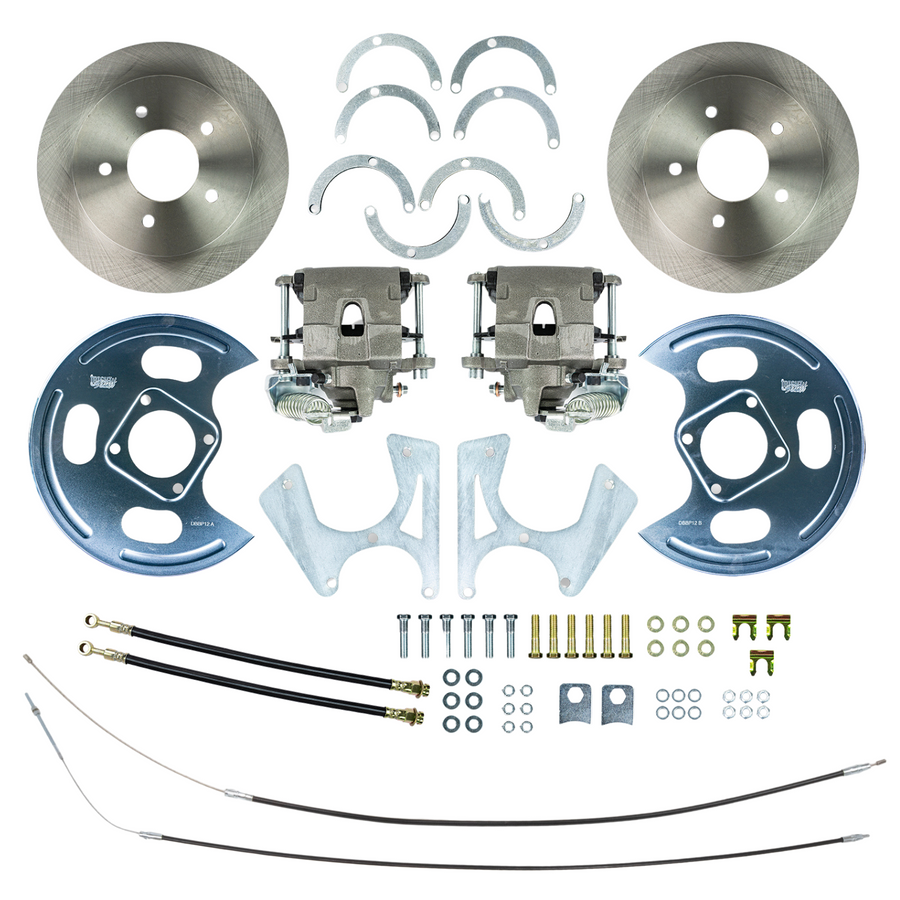 The Right Stuff 1973-1987 Chevy/GMC Truck Rear Disc Brake Conversion Kit, with Backing Plates and E-brake Cables, 5 Lug - (TRD4845)