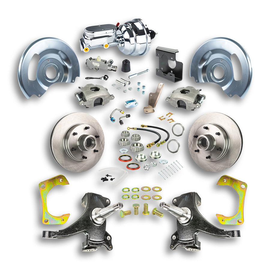 The Right Stuff 67-70 Chevy C10/C15 Truck/Suburban 2" Drop, Power Front Disc Kit, Chrome Upper 6x5.5 Bolt Pattern - (TDC6726DX)