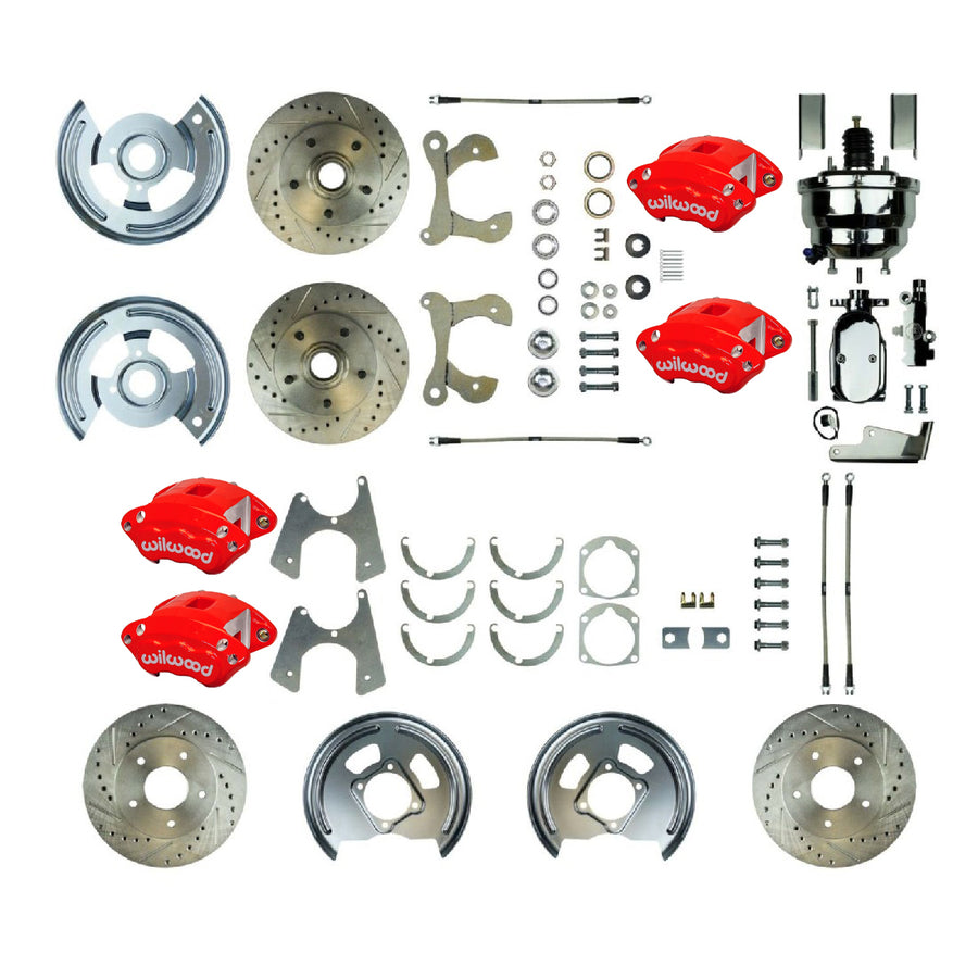 The Right Stuff 1955-58 Chevrolet Bel Air, 9" Booster, 4-Wheel Power Disc Brake Conversion Kit - (FSC564DCCZX)
