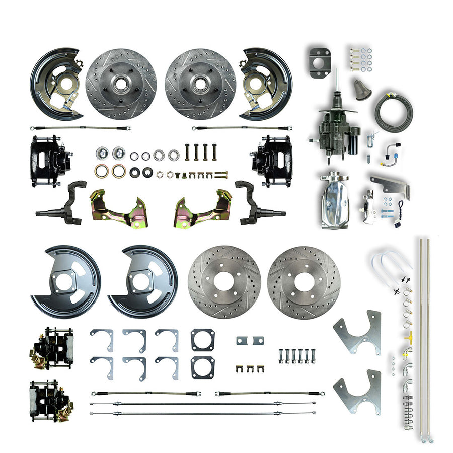 The Right Stuff 69-74 GM A/F/X-Body Stag Shock 4-Wheel Chrome Hydraulic Brake Assist Disc Kit Blk Calipers - (AFXHB45CSX)