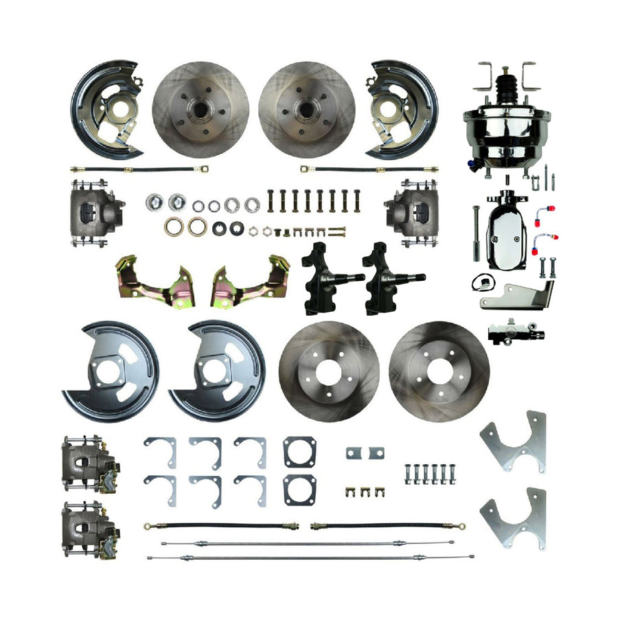 The Right Stuff 1967-74 GM A/F/X-Body, Staggered, 4- Wheel Power 2" Drop Disc Brake Conversion - (AFXDC45DX)