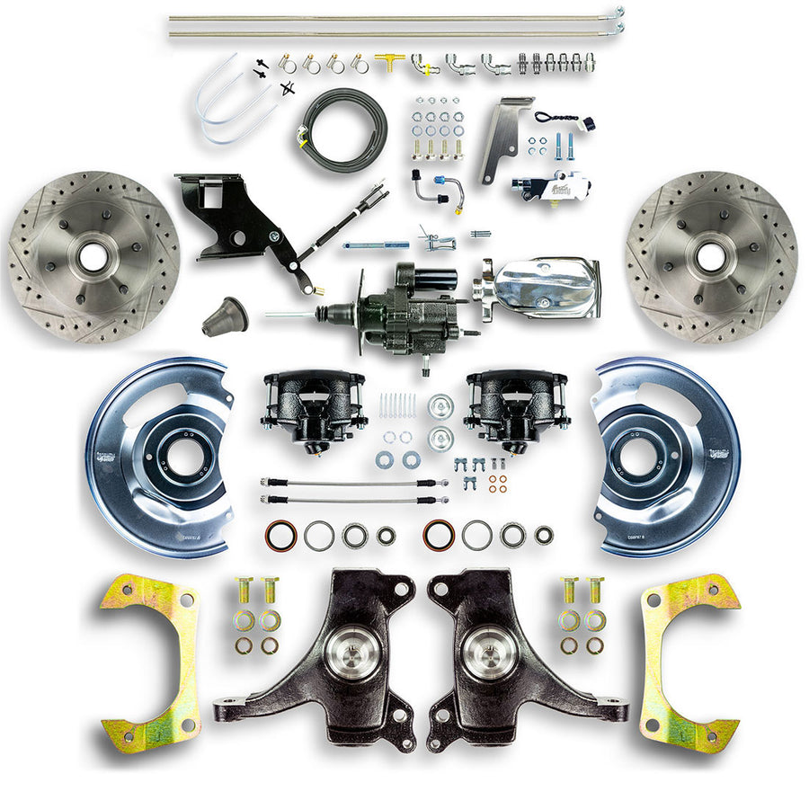 The Right Stuff 1967-70 GM C10/C15 Truck/Sub 2" Drop, Chrome Hydraulic Brake Assist Disc Conv Blk Calipers - (THB6726DBX)