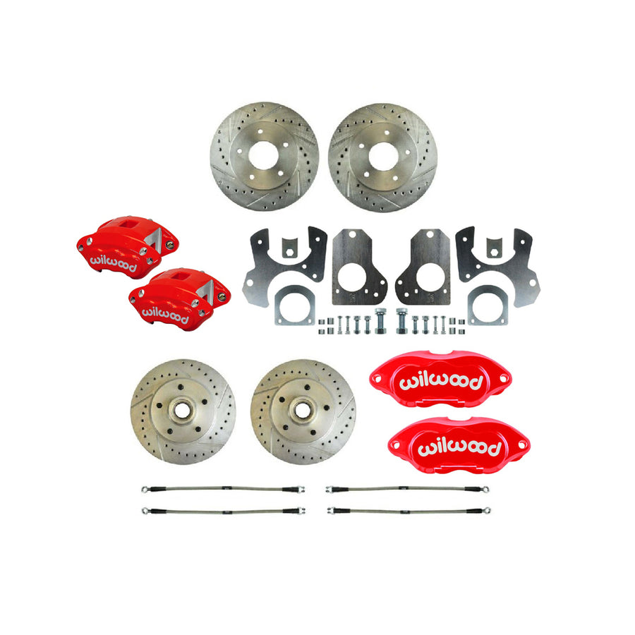 The Right Stuff 1982-92 GM F-Body, 4-Wheel W/Rear +2 Disc Brake Conversion Kit W/Red Calipers - (F82RDM282Z)