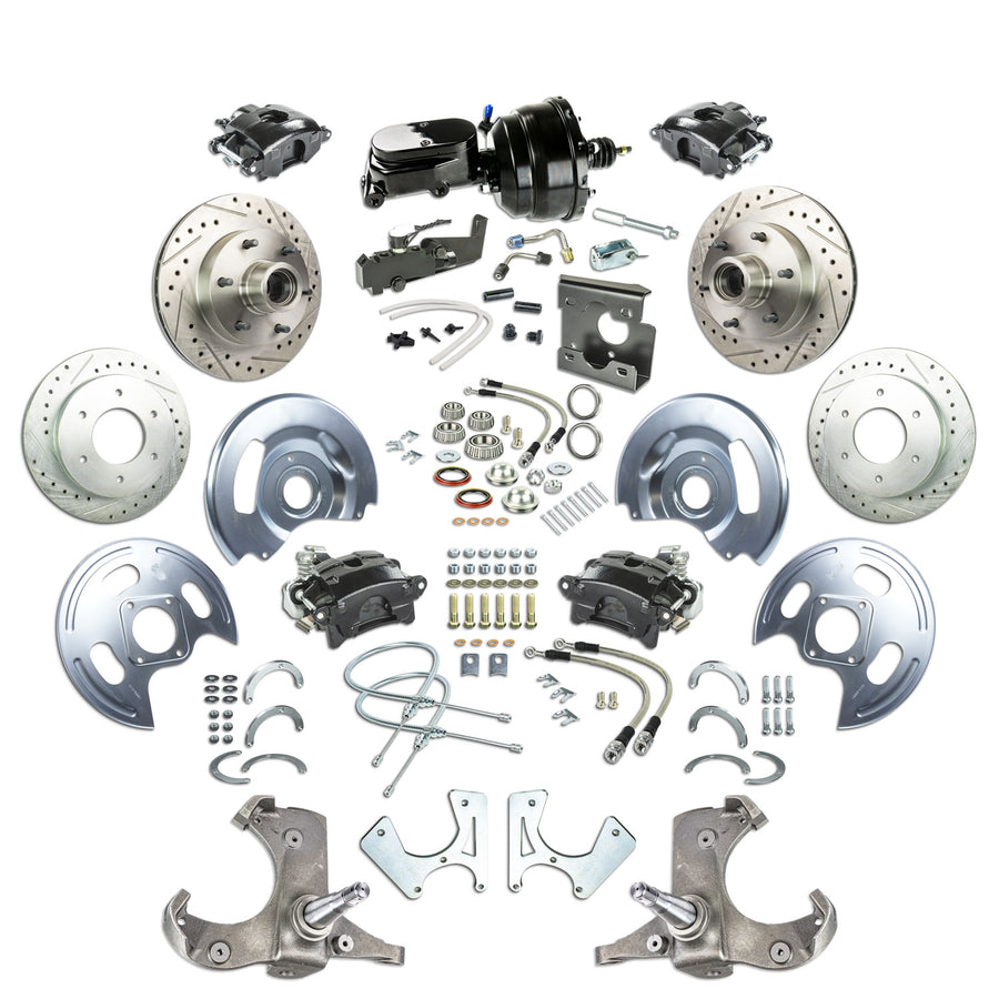 The Right Stuff 67-70 GM C10/C15 Truck/Sub w/2WD, 4-Wheel Front Disc Kit Blk Calipers Blk Upper 6x5.5 Bolt Pattern - (TDC6756BY)