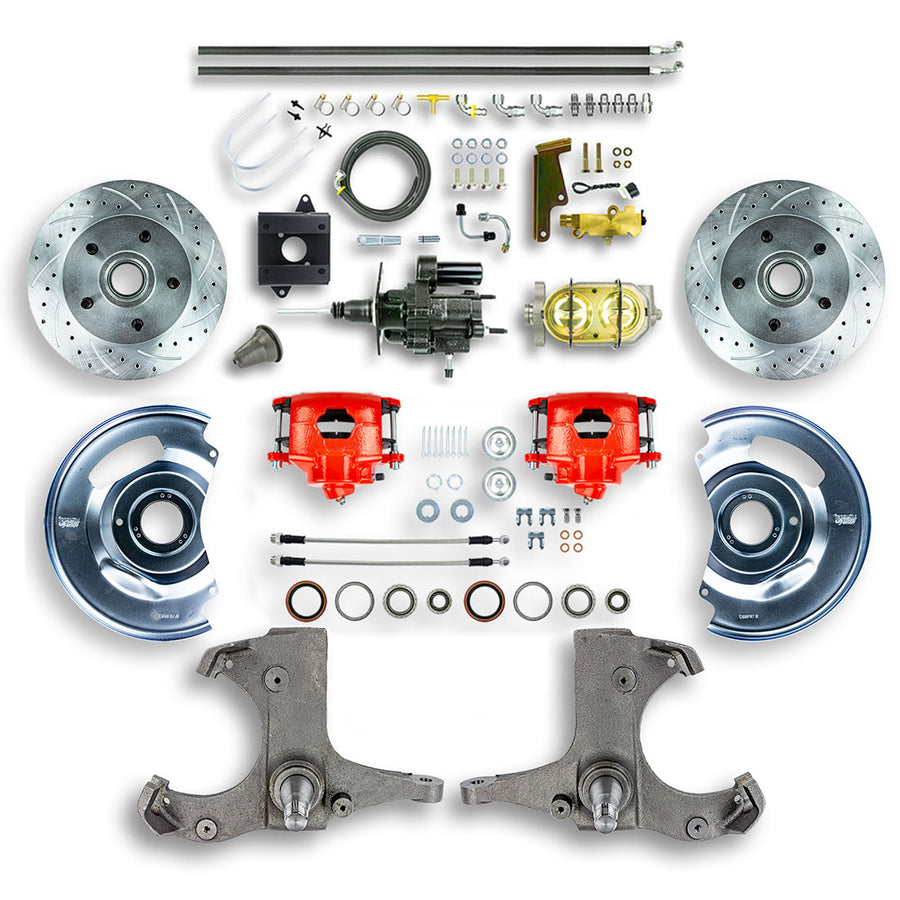 The Right Stuff 1960-62 Chevy/GMC Truck/Suburban, Hydraulic Brake Assist Front Disc Brake Conv Red Calipers - (THB6015Z)