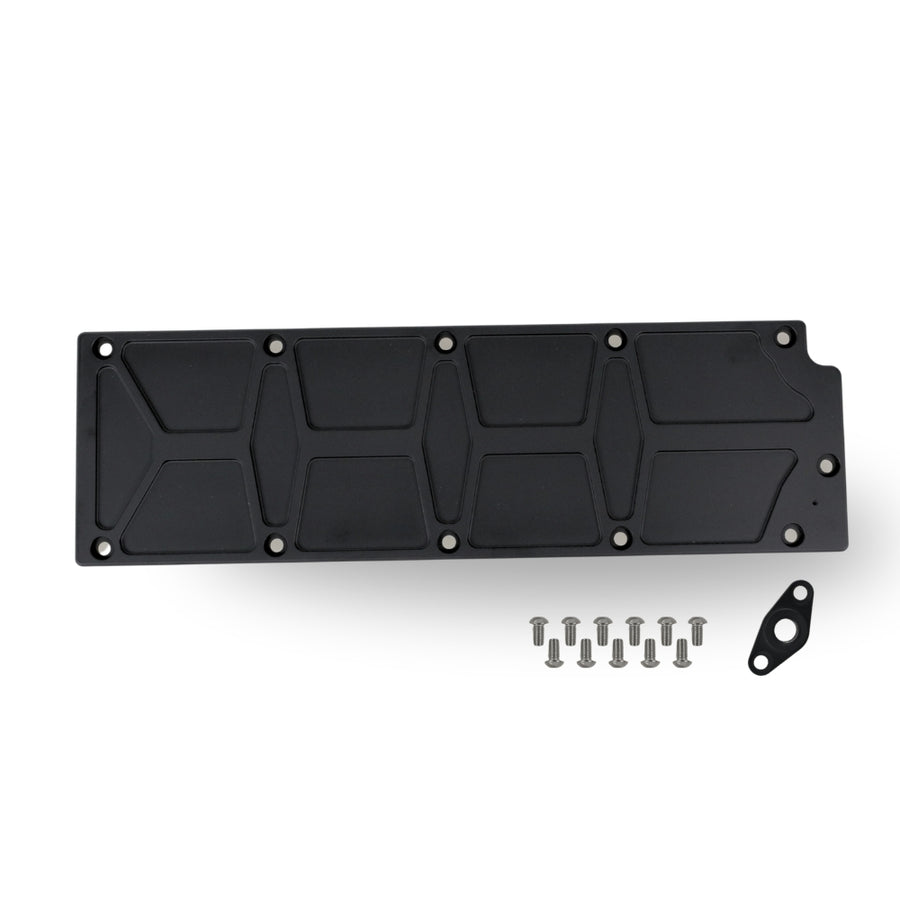 The Right Stuff Gen 4 LS Valley Cover with Oil Pressure Sensor Adapter, Pocketed, Black Anodized - (G4LSVCP2-B-K)