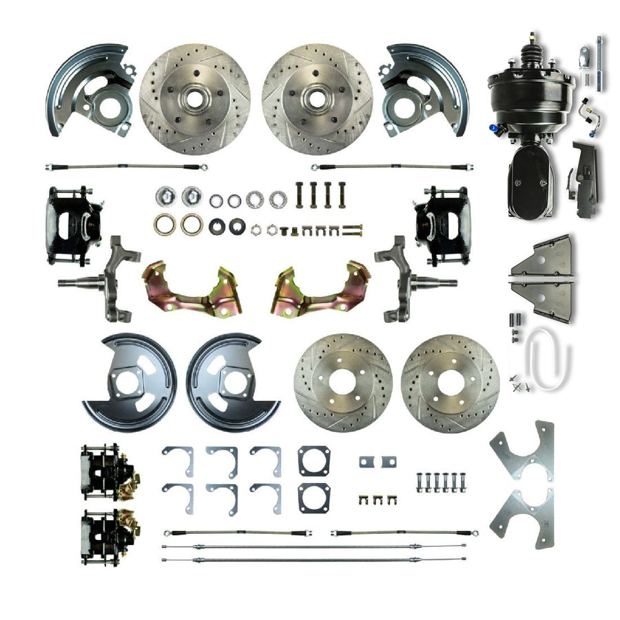 The Right Stuff 64-72 GM A-Body, Power 8" Booster, 2" Drop, 4-Wheel Disc Brake Conversion Kit - (AFXDC41DSY)