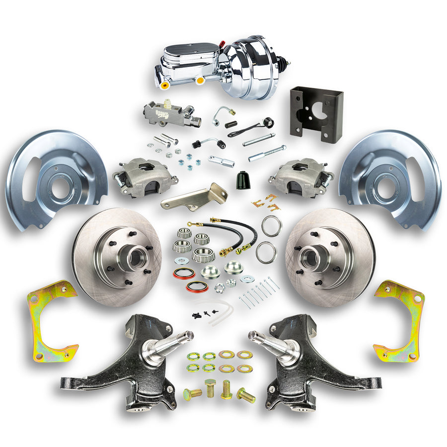 The Right Stuff 63-66 Chevy/GMC Truck/Suburban, 2" Drop, Pwr Front Disc Brake Kit Chrome Upper 6x5.5 Bolt Pattern - (TDC6326DX)