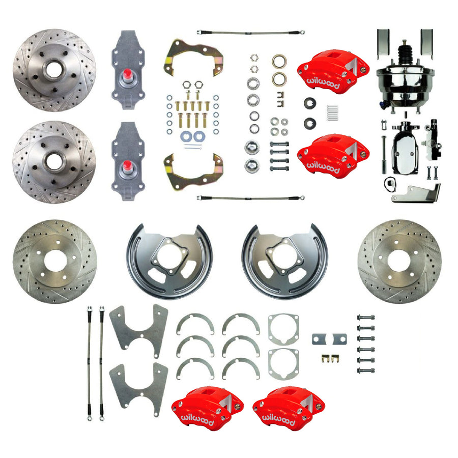 The Right Stuff 1955-58 Bel Air, 9" Booster, 2" Drop, 4-Wheel Power Disc Brake Conversion Kit - (FSC564DCDZX)