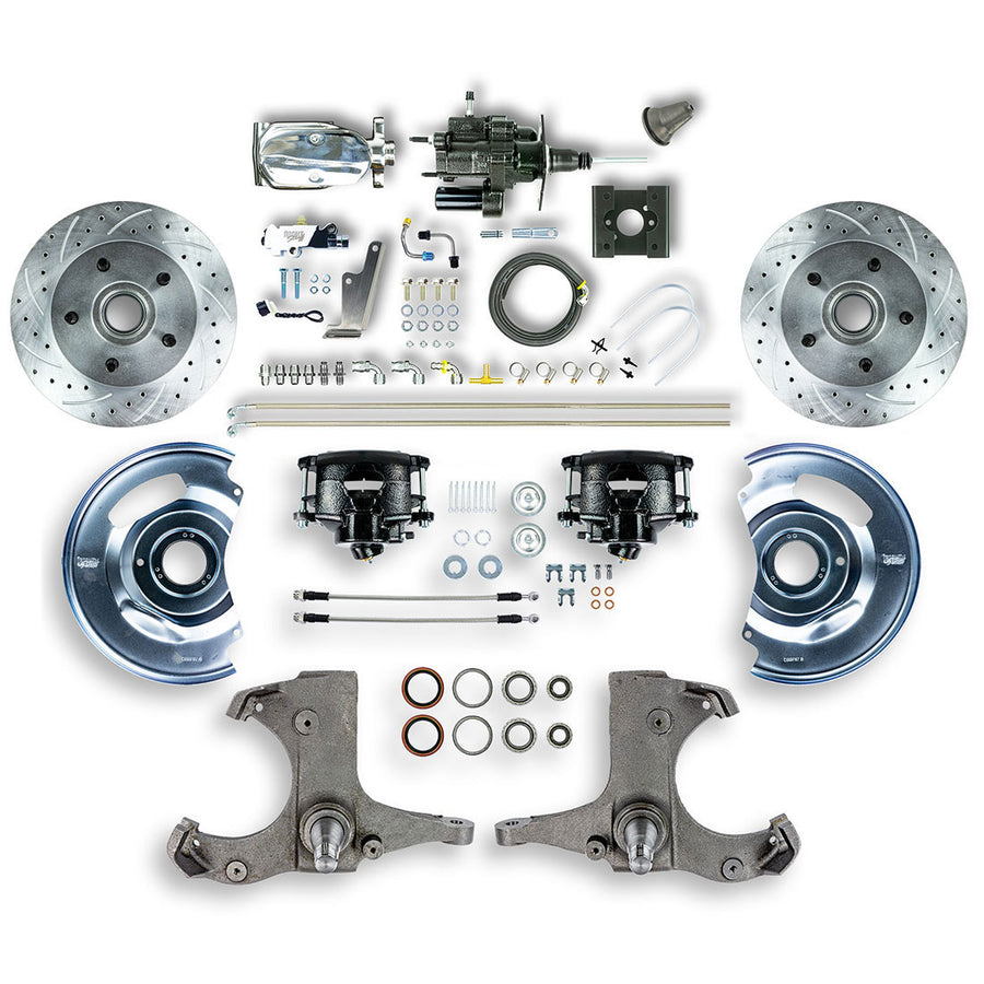 The Right Stuff 1963-66 Chevy/GMC Truck/Suburban Chrome Hydraulic Brake Assist Front Disc Conv Blk Calipers - (THB6325BX)
