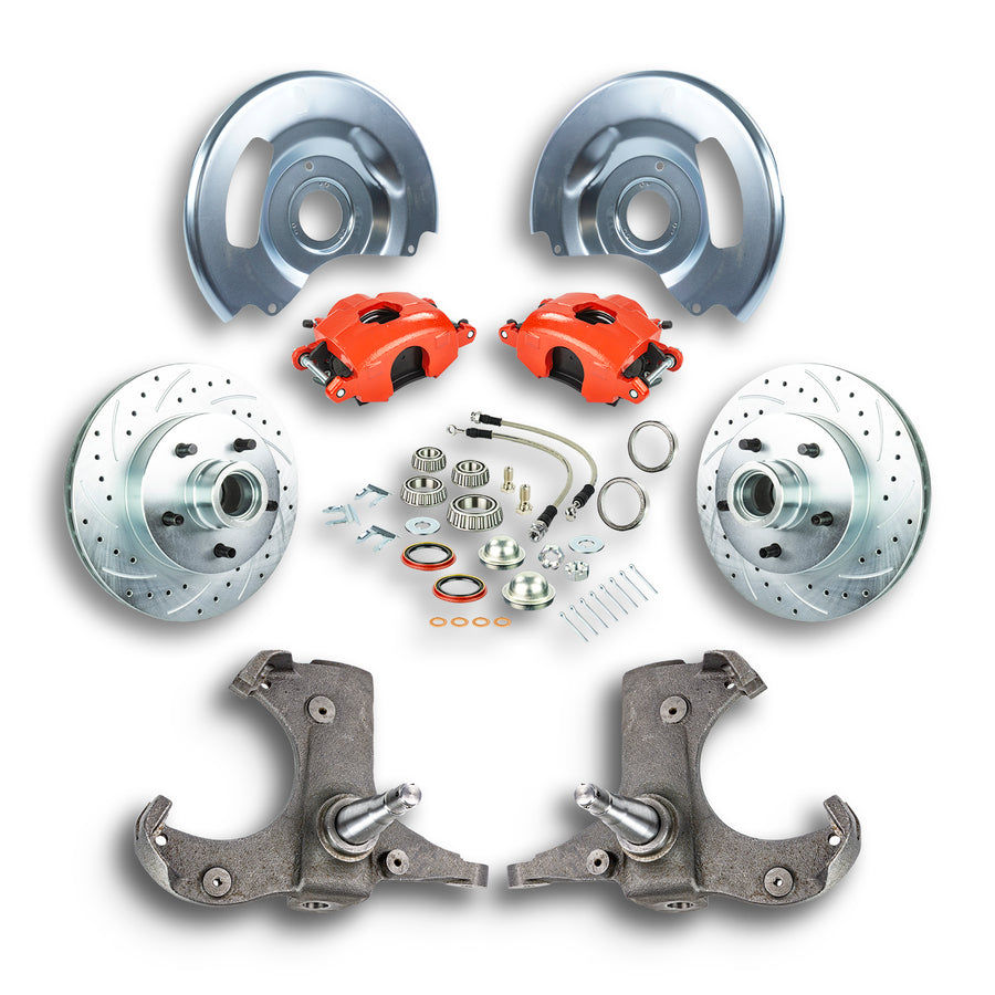 The Right Stuff 60-62 GM Truck/Suburban, 2WD, "At The Wheel" Disc Conversion Kit, Red Calipers - (TWK6015Z)